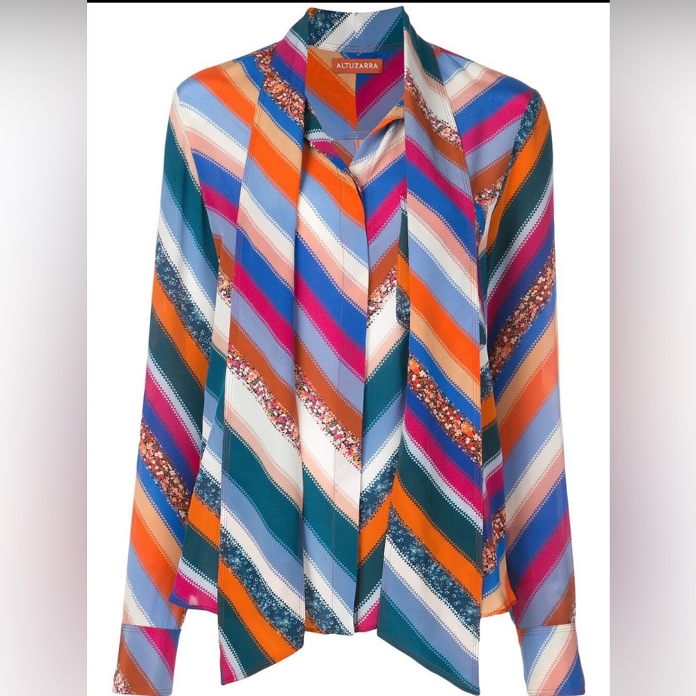 ALTUZARRA NEWBERRY CHEVRON PRINT BLOUSE